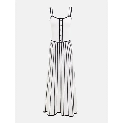 Tossy Striped Knit Backless Maxi Dress Women Slim Contrast Strapless Fashion Elegant Party Dress 2024 Knitwear Female Long Dress