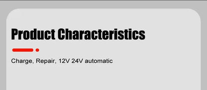 Portable 20A/10A Car Battery Charger 12V 24V Automatic Motorcycle Truck AGM LiFePO4 Lead Acid Start Stop Battery with Repair