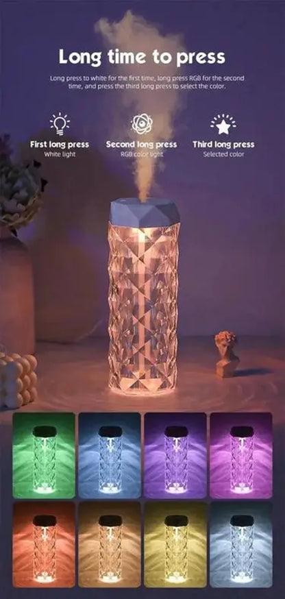 400ml Colorful USB Crystal Humidifier with Aromatherapy and Air Purification for Bedroom and Desktop