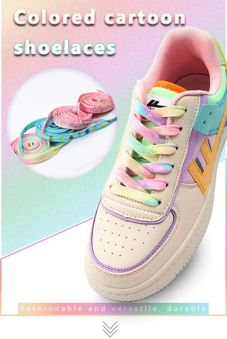 1Pair Print Shoelaces for Sneakers Quality Fabric Flat Shoe laces Fashion Girl Laces for Shoes width 0.8cm 120/140/160CM