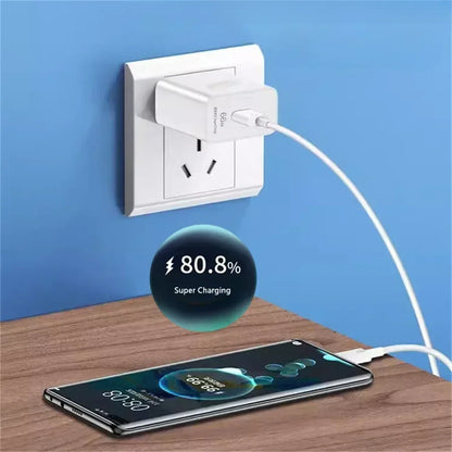 6A 66W Super Fast EU US Wall Charger Adapter 6A Type-C Cable For Huawei Mate 40 50 60 P50 Nova8 9 10 Honor 90 100 X7 X8 X9 Magic