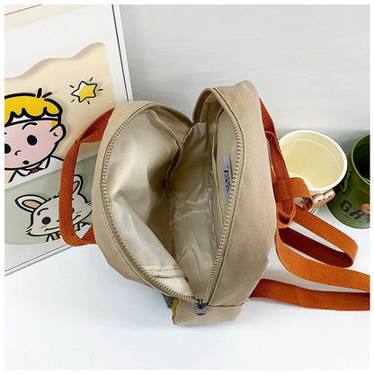 New Embroidery Sun Long Neck Small Dinosaur Backpack Hook Hair Embroidered Cartoon Canvas Kindergarten Children Backpack