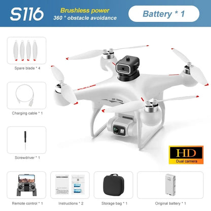 S116 MAX FPV Drone Triple Battery Dual 8K HD Cameras Optical Flow Positioning WIFI Real-Time Transmission 360° Smart Avoidance