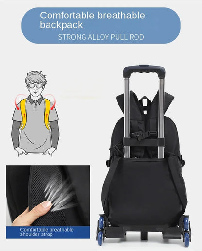 School Rolling backpack bag School Bags with wheels Student wheeled Backpacks for boys Children School Trolley Bag Waterproof