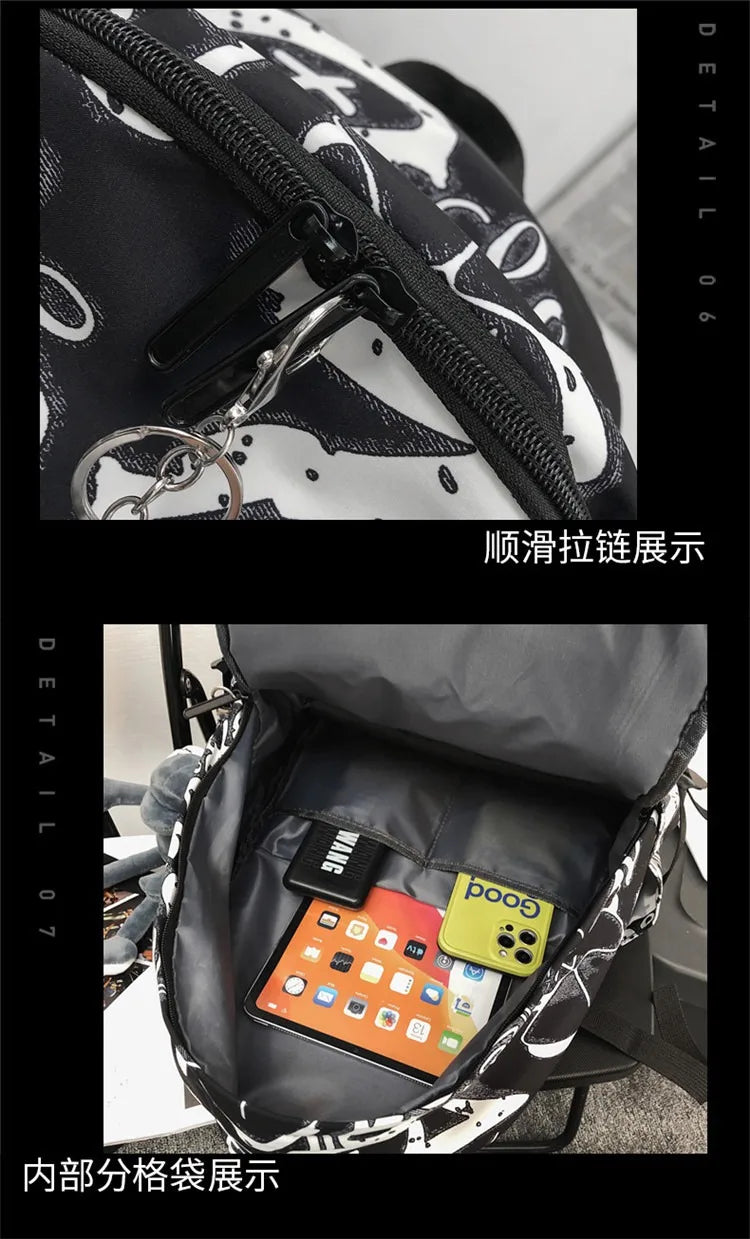middle high school backpack for teenage boys cool school bag college student backpack large capacity schoolbag for boy cute doll