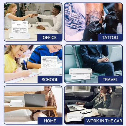 Wireless Mini A4 Thermal Printer Inkless Portable Bluetooth Mobile Phone Photo Document Printer For Office/Work/Home Use
