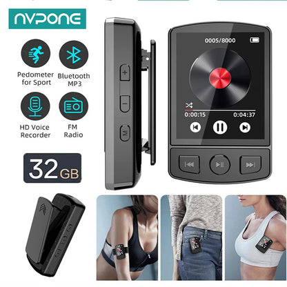 MP3 Player Portable Sport Clip Walkman HiFi Sound Bluetooth-Compatible 5.0 Student Walkman 1.8 Inch Screen with FM Radio E-Book