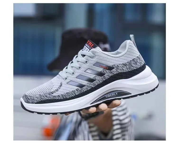 Men's Fashionable Sporty Casual Shoes Spring Autumn New Style Running Shoes Breathable Mesh Upper Thick Bottom PVC Outsole