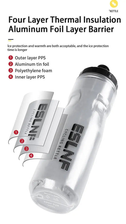 ESLNF Road Dual Bike Thermal Layer Leak-Proof 720Ml Keeping Bicycle Water Kettle Outdoor Cycling Sports Bottle