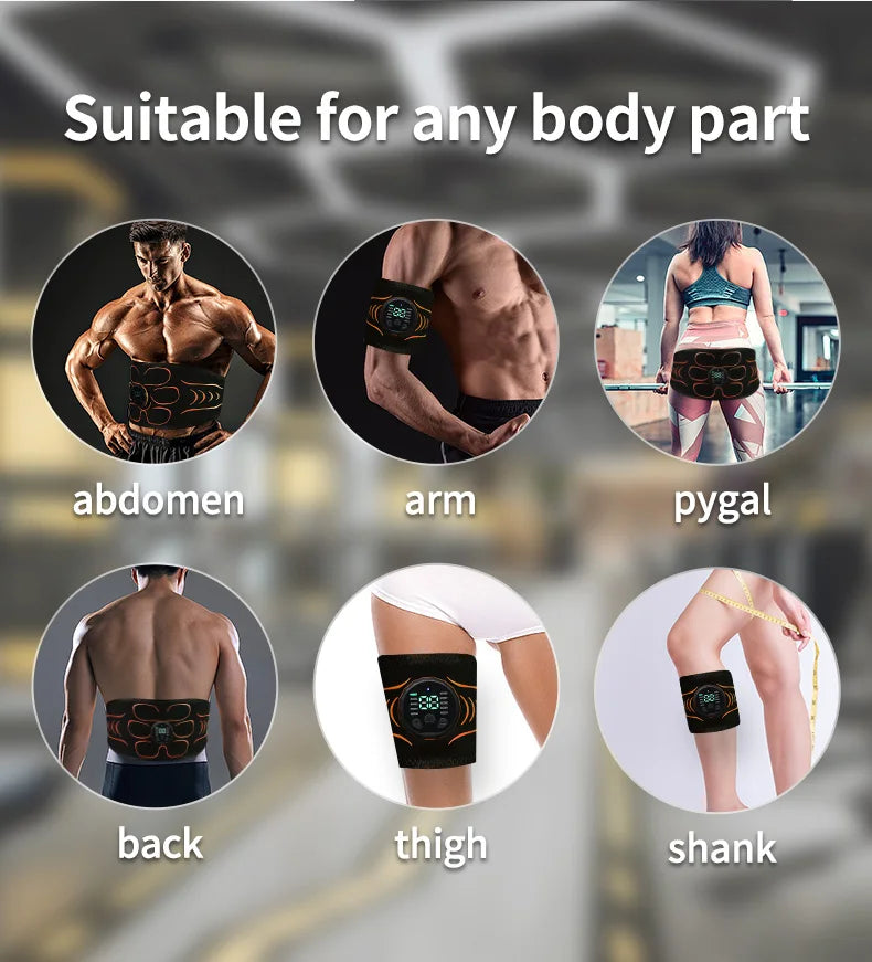 Abdominal Toning Belt EMS Muscle Stimulator Abs Trainer Muscle Toner USB Charge Body Shaping Lose Weight Fat Burn Fitness Unisex