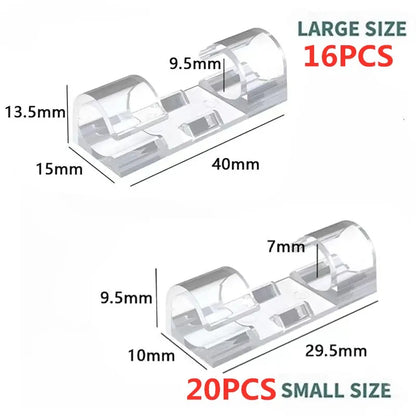 Cable Organizer Clips Wire Holder Self Adhesive Desktop Cord Management for PC Mouse USB Power Cord Fixer Wall Car Home Office