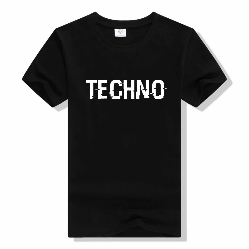 Funny T shirt men Tops Techno T-Shirt Sexy Techno Hub 2 Letter Print Cotton Sleeve Humor Style tshirt Techno short sleeve tshirt