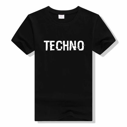 Funny T shirt men Tops Techno T-Shirt Sexy Techno Hub 2 Letter Print Cotton Sleeve Humor Style tshirt Techno short sleeve tshirt
