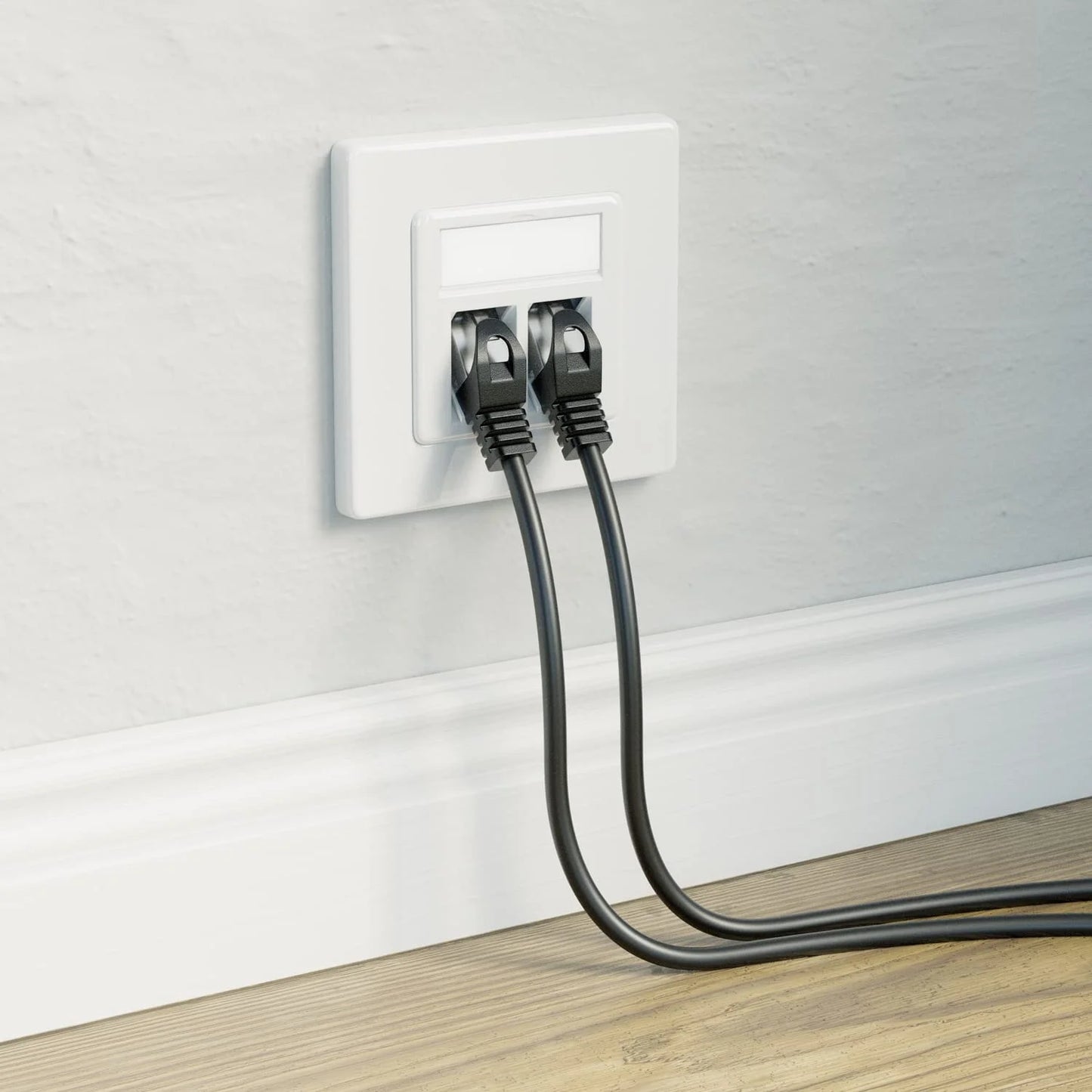 ZoeRax 2-Port Flush-Mount Network Socket RJ45 Ethernet Data Socket Patch with RJ45 CAT8 CAT7 CAT6A Fully Shielded Keystone Jacks