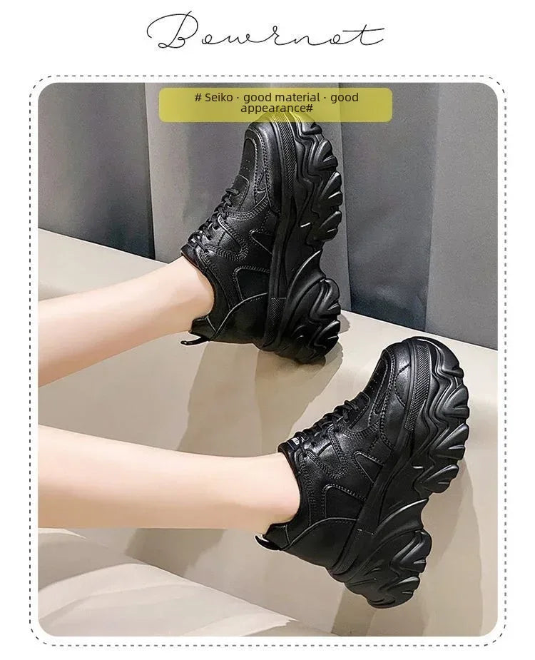 Trendy 2025 New Spring Summer Women's Shoes High Heel Increased Thick Bottom Flats White Casual Shoes Loafers
