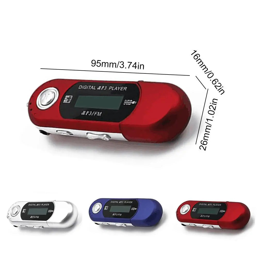 MP3 Mini Player Support 32G TF Card Flash Drive Lightweight LCD Music Player 3.5mm Audio Jack One Finger Control with Card Slot