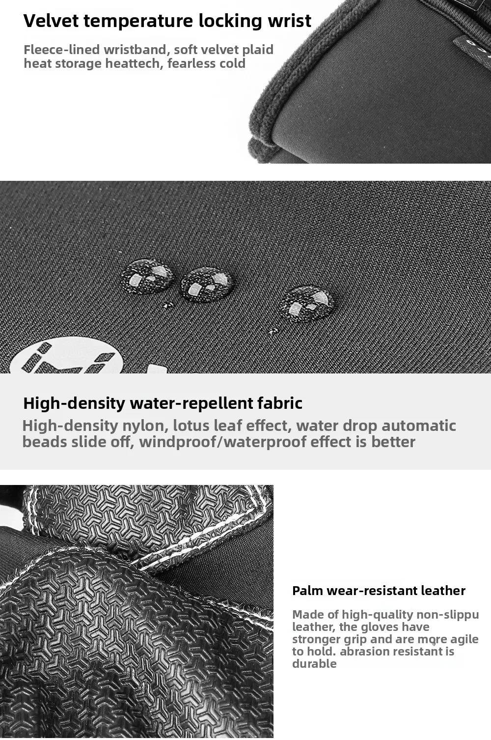 Vilico Warm Touchscreen Motorcycle Fishing Gloves Windproof Durable Anti‑Slip Waterproof Breathable for Autumn & Winter Cycling