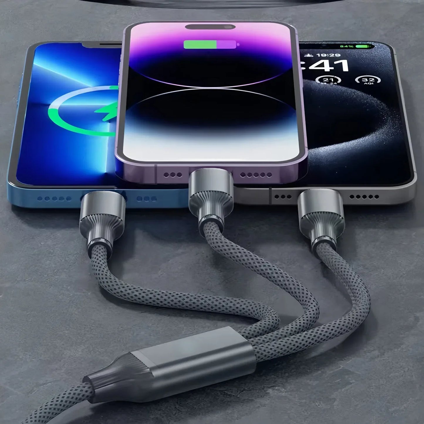 120W 3 In 1 Fast Charging Cable 3A For iPhone15 14 13 12 11 X Pro Max Micro USB Type-C Phone Charger USBC Data Cable 1.2M