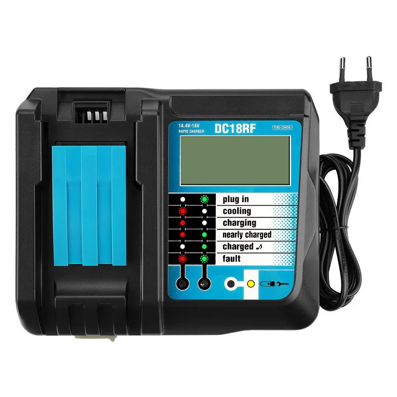 DC18RCT Li-ion 3A Battery Charger for Makita BL1830 Bl1430 Compatible with DC18RC DC18RA Power Tool Universal Charging Current