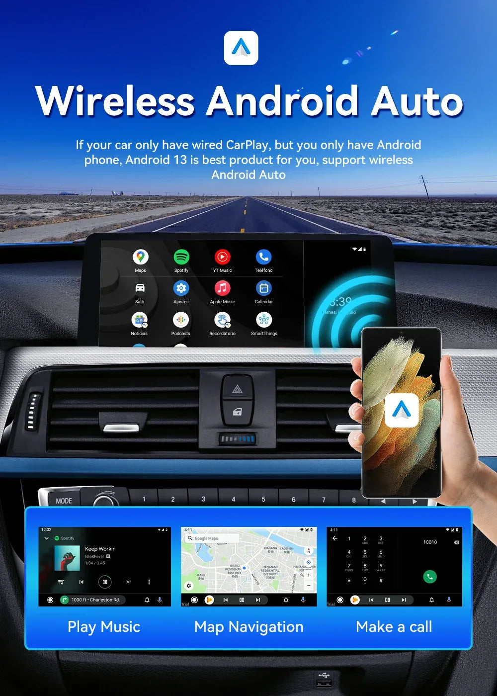 CarlinKit CarPlay Ai Box Android 13 Plus QCM6125 8-core Wireless Android Auto& CarPlay Car USB Adapter FOTA Upgrade For Netflix