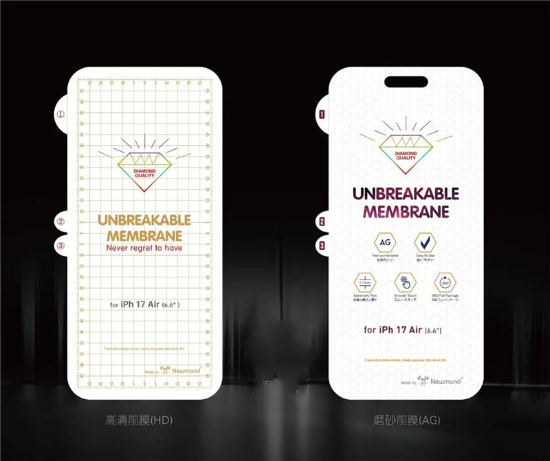 2pcs/set HD Matte Transparent Soft Hydrogel Film Screen Protector for iPhone 17 Air Pro Max Front Back UNBreakable Membrane Film