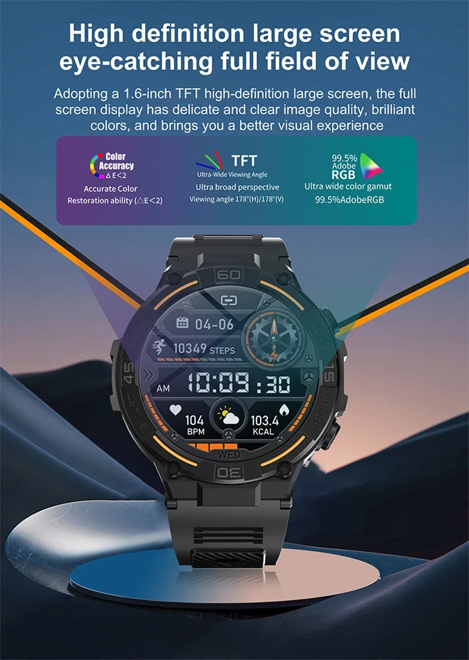 2025 New Sport Smart Watch Men 360*360 HD Screen Flashlight Health Monitoring IP68 Waterproof Heart Rate BT Call Smartwatch Man