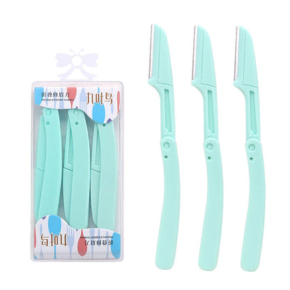 3pcs Fold Eyebrow Trimmer Scissors Hair Remover Eyebrow Comb Razor Eyebrow Clip Makeup Tools Face Razor for Women