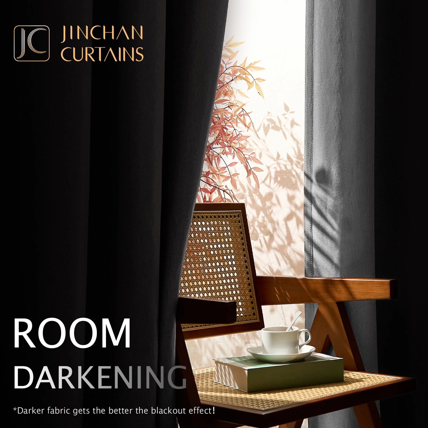 Jinchan Single Panel Faux Linen Blackout Curtain, Metal Grommet Top Room Darkening Drapes, Thermal Insulated Shield(Grey/Beige)