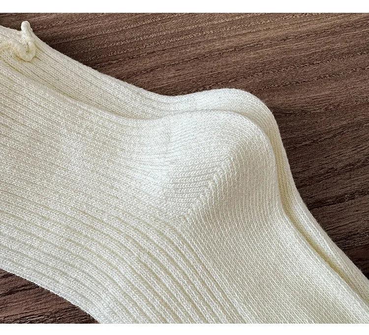 Korean Fashion Lace Lolita Calf Sock for Kids Girl Beige Black Color Ruffle Bow Children Calf Sock Spring Autumn Cotton Sock