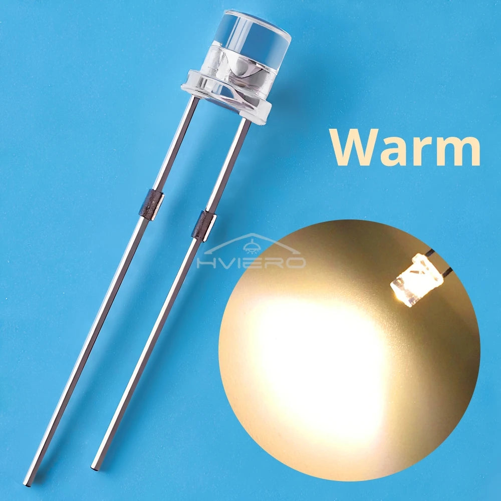 100pcs F3 3mm Flat Led Ultra Bright Diodes Wide Angle Light Emitting Bulbs Signage Decoration Advertising Lamp Ambient Building