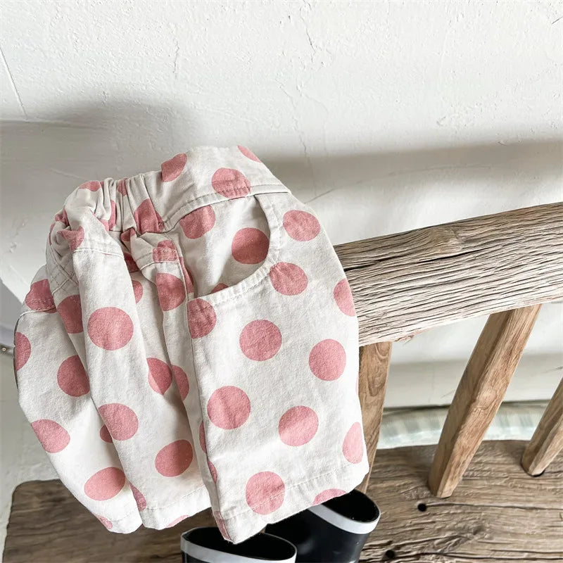 deer jonmi 2022 Summer Baby Girls Polka Dots Shorts Korean Style Children Cotton Trousers Toddlers Kids Casual Shorts