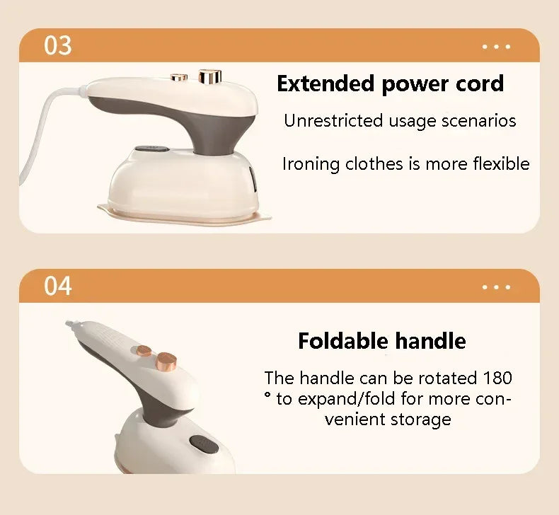 Mini Electric Iron Household Handheld Steam Iron Foldable Wet Dry Ironing Machine Portable Travel Fast Heating Handheld Iron