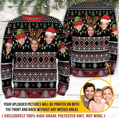 Custom Your Photo 3D Print Ugly Christmas Sweater DIY Face Family Pullovers Funny Image Sweatshirt Personalized Xmas Gift Unisex