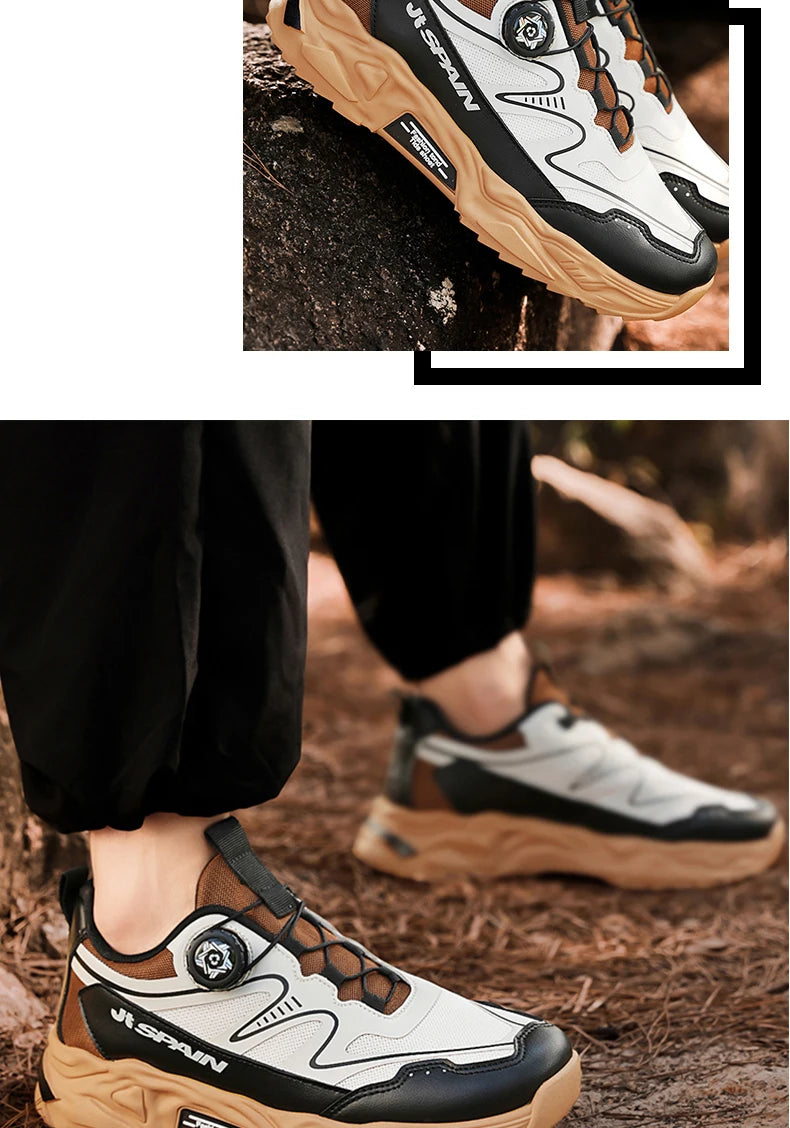 Men's casual sports shoes four season new rotating shoelaces comfort outdoor running walking shoes breathable soft-sole sneakers