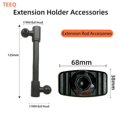 Car Phone Holder Extension Rod Dual Ball Head Adjustable Goose Neck Universal 17mm Ball Head Nano Glue Sticker Base Mount
