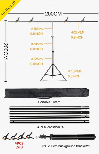 T-shaped Photography Background Stand Adjustable Support System For Photo Studio Green Screen Chromakey Backdrop Accessories