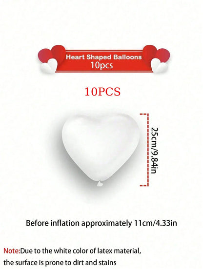 10/20Pcs Heart Shaped Balloons Red Pink Black Latex Balloon for DIY Valentine's Day Engagement Wedding Party Anniversary Decor