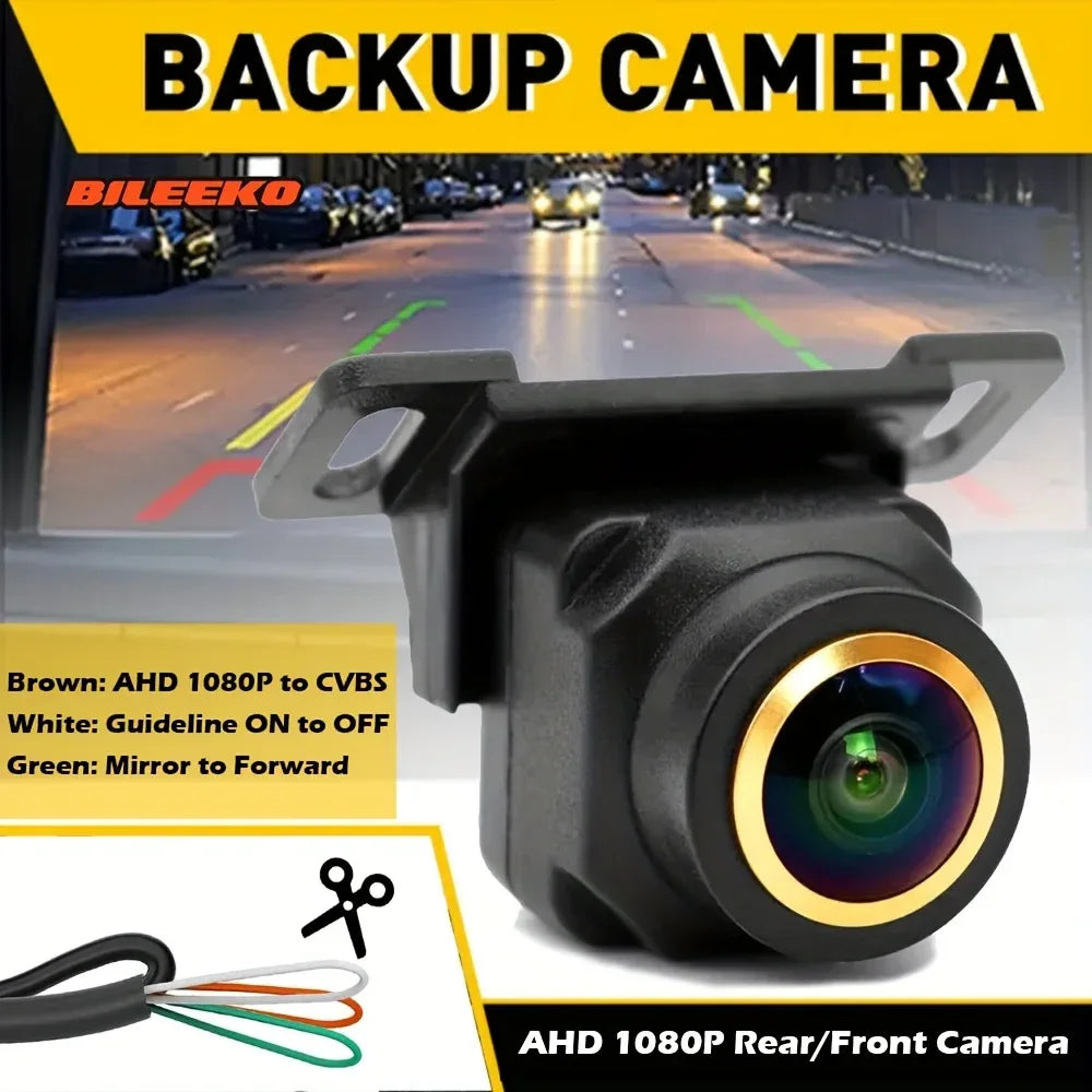 Car Camera Rear Front Side View AHD 1080P Fisheye Wide Angle Lens Backup Camera CVBS Switch Guideline ON/OFF