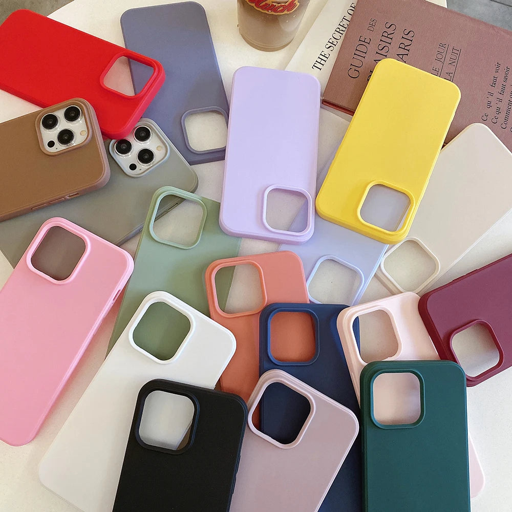 Luxury Matte Candy Color Silicone Soft Case For iPhone 17 Air 16E 16 15 14 13 Pro Max Plus Shockproof Back Cover Slim TPU Shell