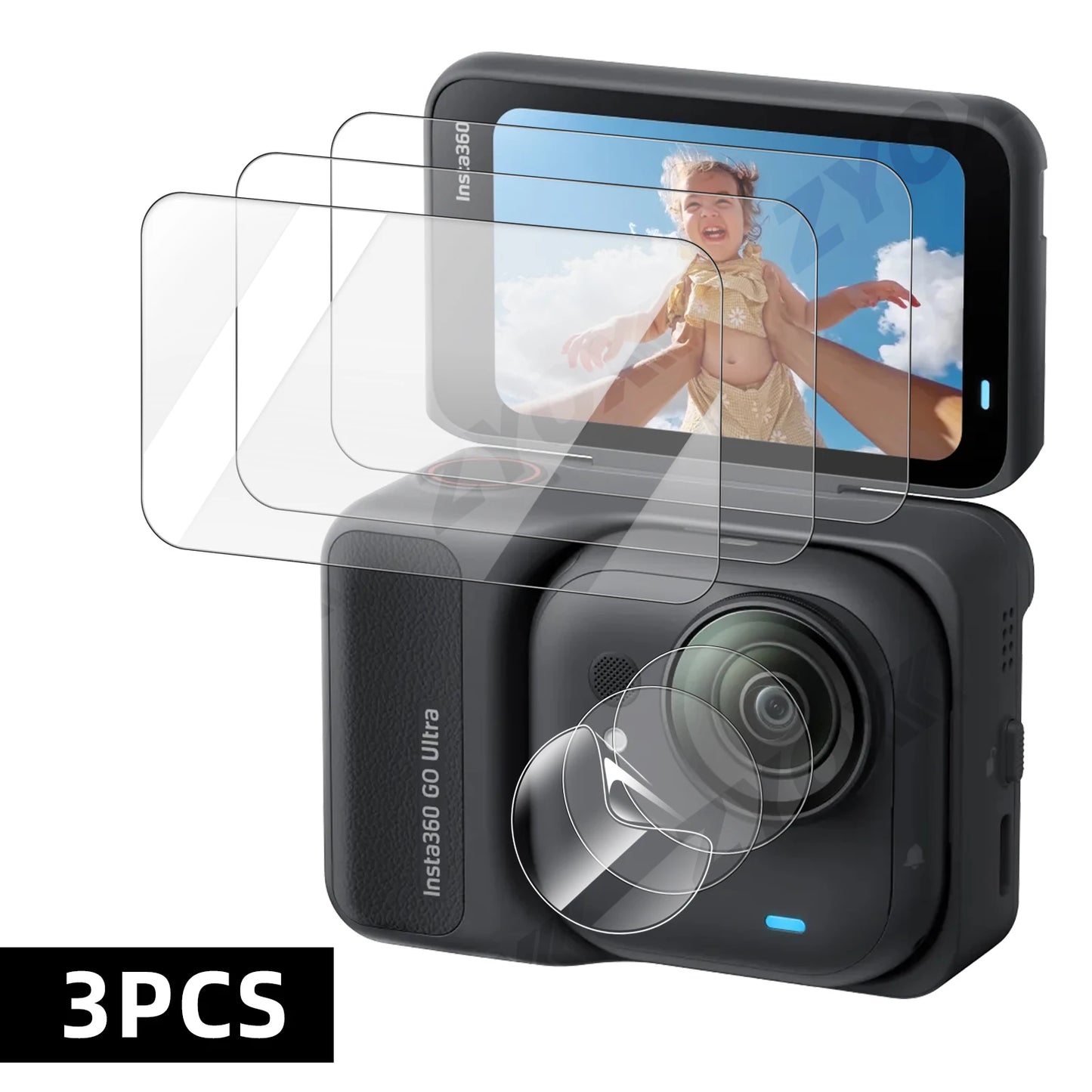 9H Hardness Glass for Insta360 Go Ultra Screen + Lens Protector Clear Ultra-HD Tempered Glass  Anti-scratch Film Accessories