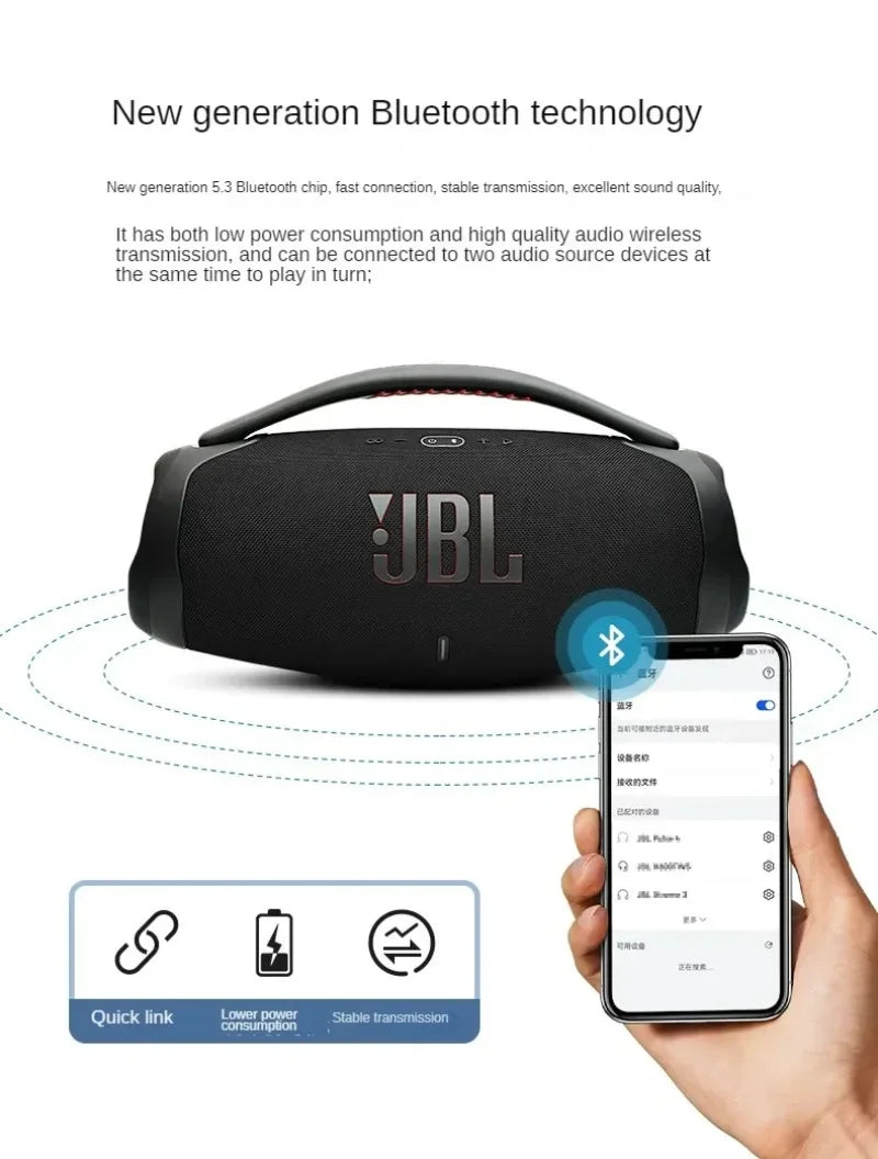 JBL Boombox3 Portable Bluetooth Speaker Subwoofer Outdoor Speaker IP67 Dust Waterproof Hifi Sound High Quality Desktop Audio