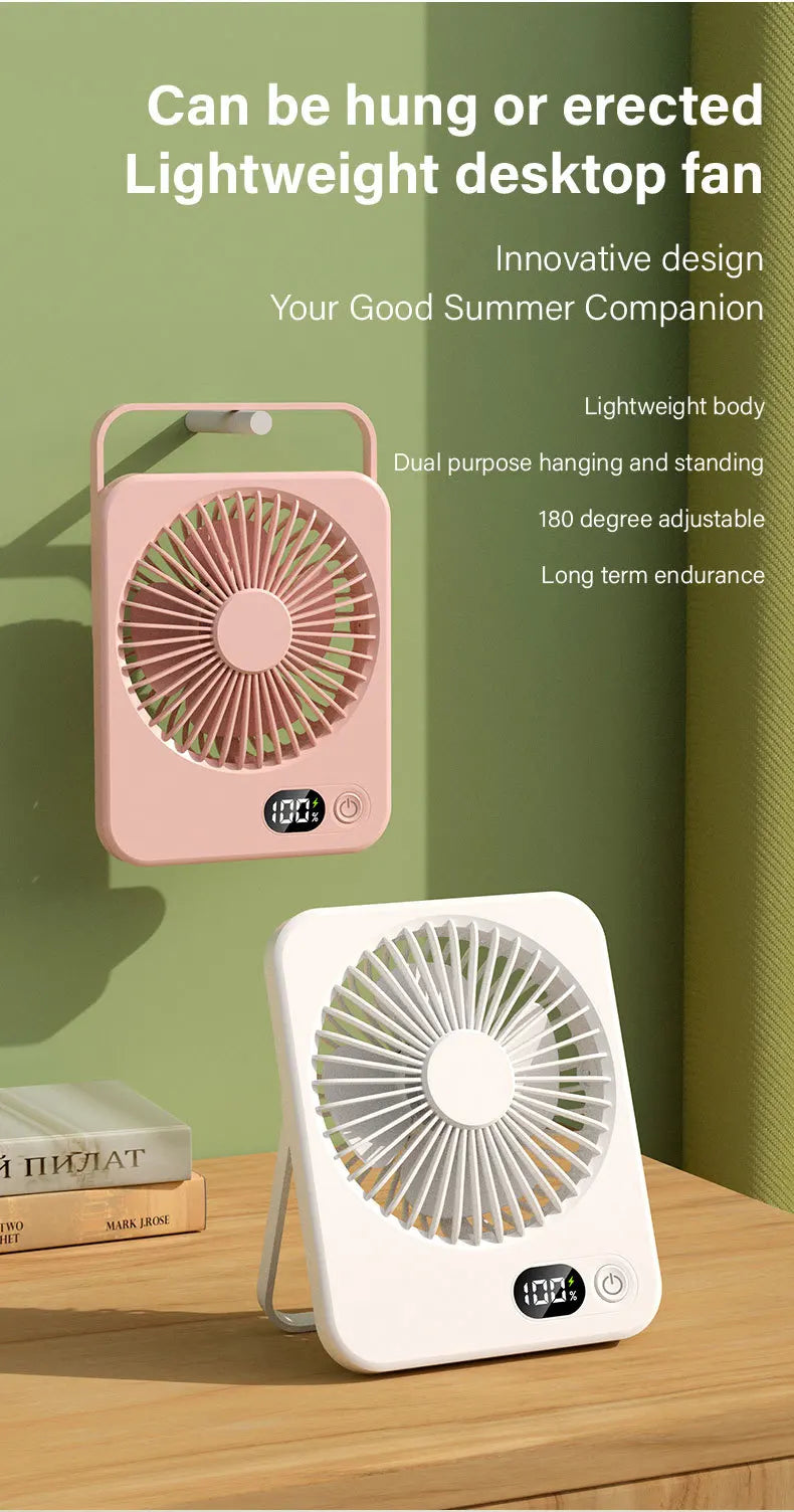 2025 New Small Fan Handy Charging Long Life Ultra-thin Desktop Fan Large Wind Super Quiet Folding Handheld Table Fan