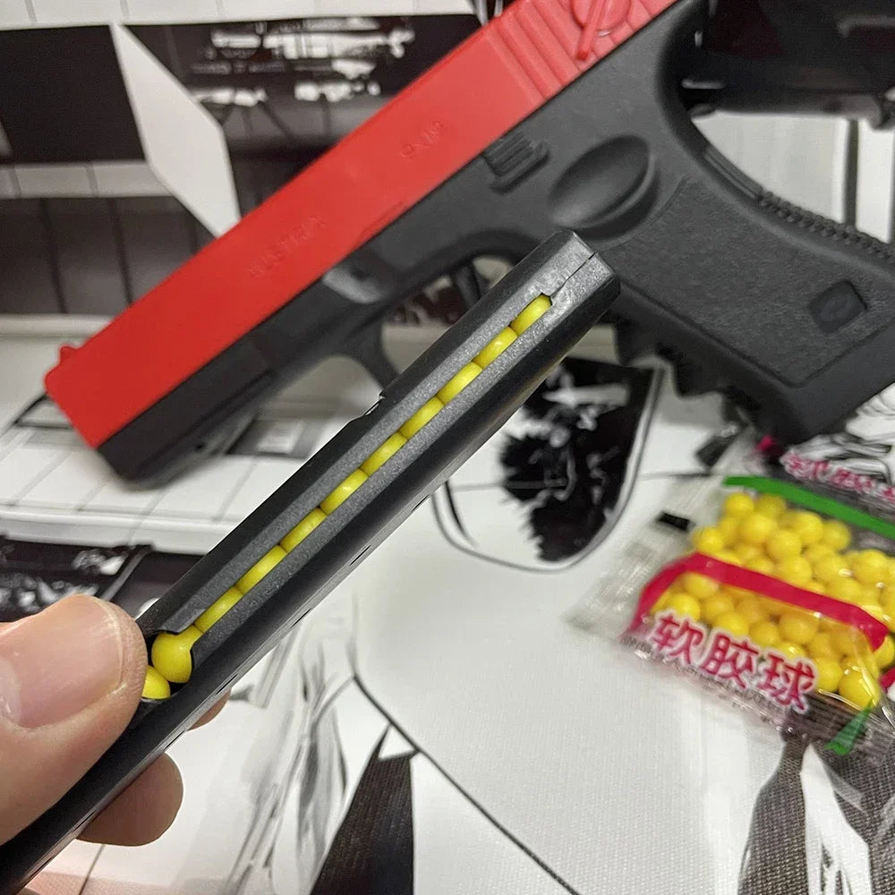 2025 New Soft Bullet and Airsoft Pistol Manual G17 G lock Toy Gun Lower Magazine Laser Outdoor Sports CS Game Weapon Kisd Gift