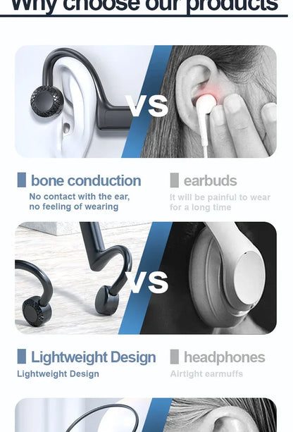 KS-19 Bone Conduction Headphones Bluetooth V5.1 Wireless Headset Sports Neckband Earphones Ear Hook For Workouts Running Driving