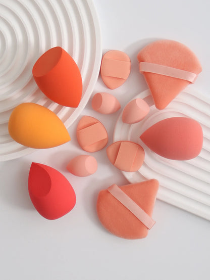 12Pcs Makeup Sponge Set with Storage Jar Latex-Free, Makeup Sponge Finger Puff, Dual-Use Wet & Dry Foundation Cosmetic Puffs