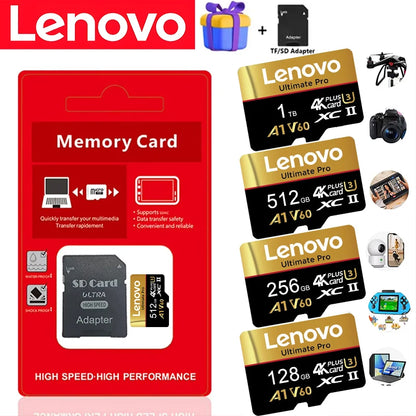 Lenovo High Endurance Memory Card Micro TF SD SD Cards TF Cards 256GB 1TB 32GB HD A1 Device for Tablet / Camera / Smartphone