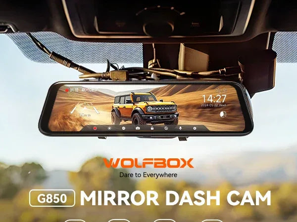 WOLFBOX G850 Front and Rear 4K 5.8Ghz WIFI Voice Control Dash Cam Car Camera WDR 1080P Dash Camera GPS Night Vision 24H Parking