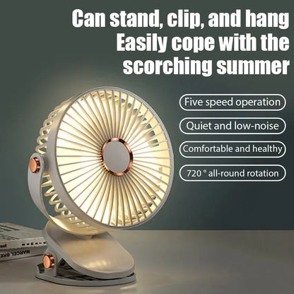 Xiaomi 2025 Clip-on Fan 8000mah  5 Speed Quiet Rechargeable Desktop Air Circulator Wireless Fan With LED Light For Office