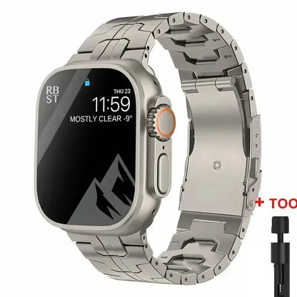 Titanium Strap for Apple Watch Ultra2 49mm 45 46 44mm 38mm 41mm Band Luxury Men's Style Bracelet for IWatch SE 10 9 8 7 6 5 4 3