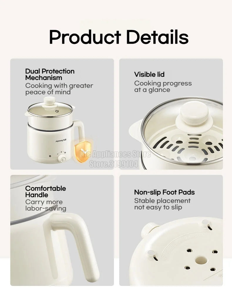 Joyoung HG18-G151 Electric Multi Cooker with Steamer 800W 1.8L Capacity Kitchen Appliance for Healthy Cooking